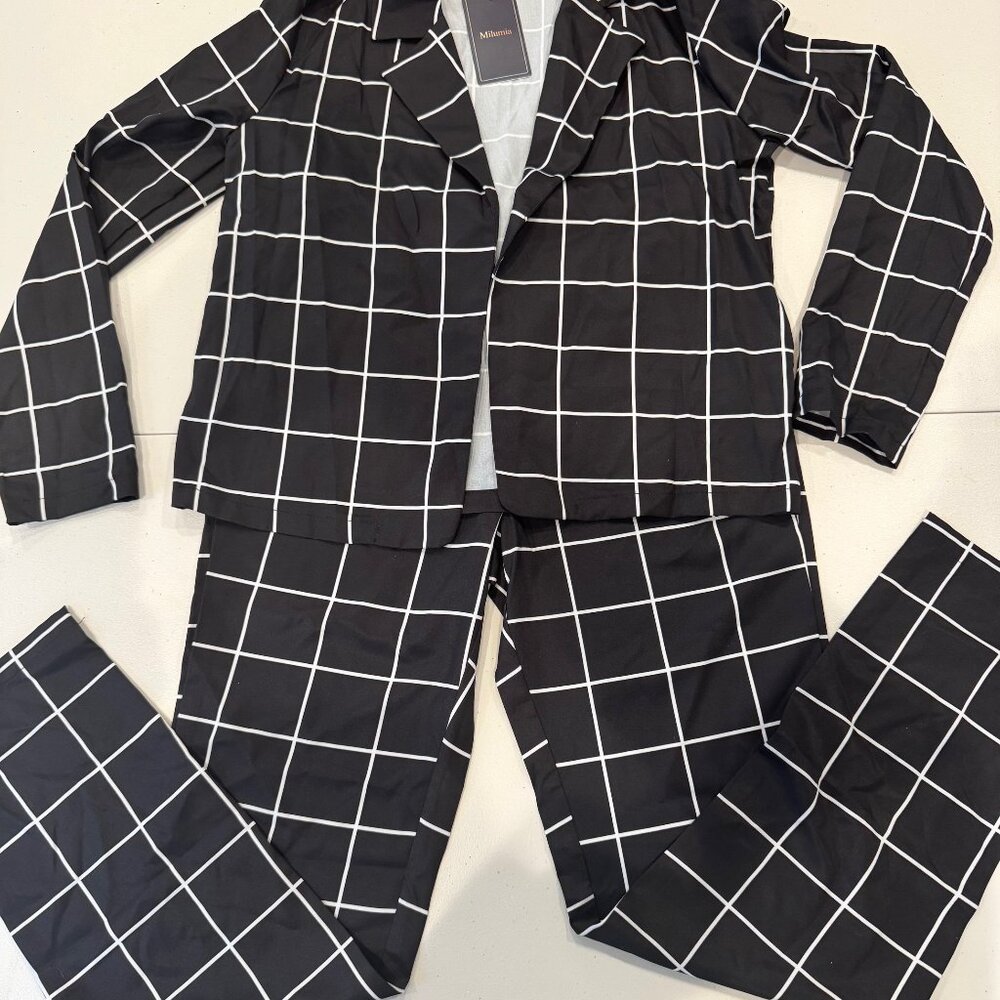 NWT Black Suite with White Checkers Size 11-12Y